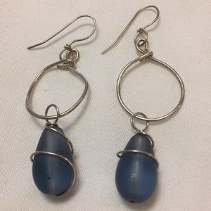 Sea glass earrings.